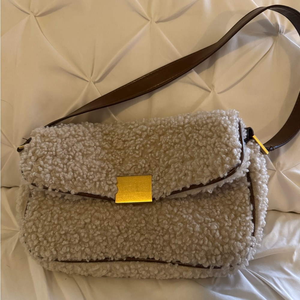 Cozy Cream Faux Shearling Sherpa Shoulder Bag